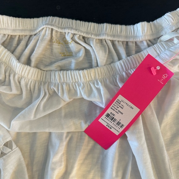 Lilly Pulitzer NWT White Katt Off Shoulder Blouse Top Size Large - Picture 5 of 5